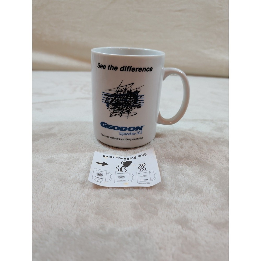 Vintage Pfizer Geodon Ziprasidone HCl Color Changing Pharma Rep Coffee Mug - Picture 4 of 12